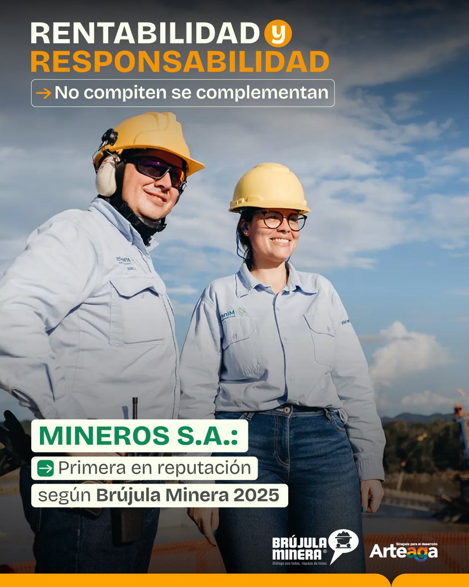 #BrújulaMinera2025 🟠
<a href="/Mineros_sa/">Mineros S.A.</a>: #1 en reputación de minería de oro según Brújula Minera 2025.
¿Cómo se lidera en una industria tan compleja? Con compromiso inquebrantable hacia la licencia social.

50 años de operaciones demuestran que es posible extraer oro responsablemente