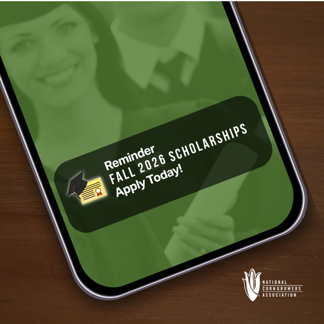 NationalCorn's tweet photo. Attention students – spend some time on #SemesterBreak applying for one of NCGA’s scholarship programs. Whether you are a technical, undergraduate, or graduate student, there is a program for you! https://t.co/oJIlQgzNpt #AgScholarship https://t.co/03yRUbClvT
