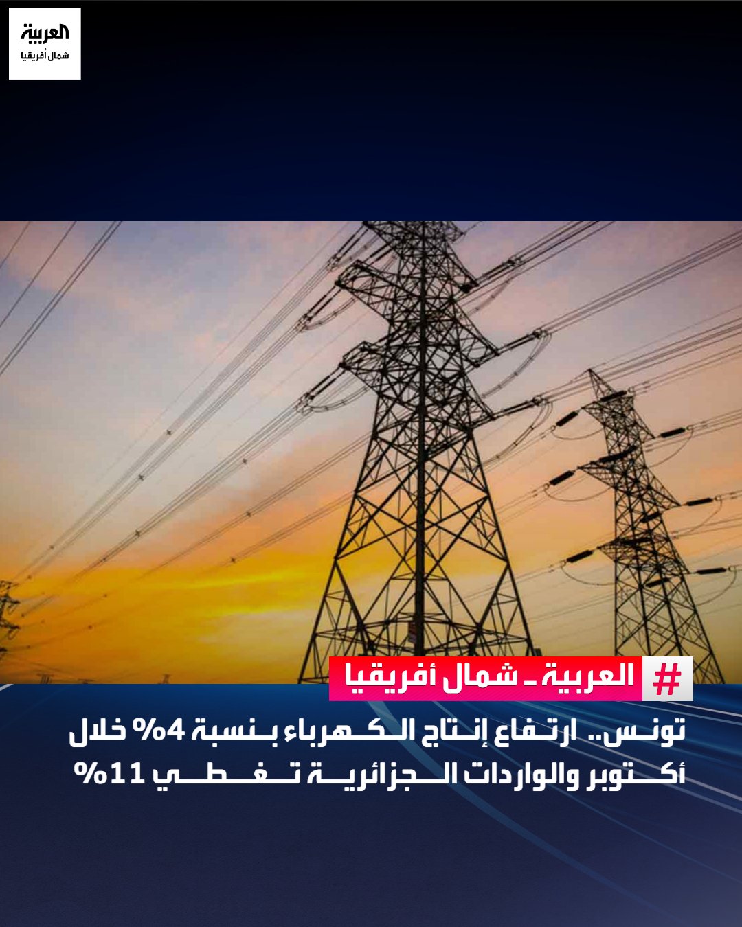 سجّل إنتاج الكهرباء خلال شهر أكتوبر 2025 ارتفاعًا بنسبة 4% مقارنة بالفترة نفسها من سنة 2024، وفق معطيات صادرة عن المرصد الوطني للطاقة والمناجم.. وأرجع المرصد هذا التطور الإيجابي جزئيًا إلى تنامي واردات الكهرباء، ولا سيما من الجزائر، التي ساهمت في تغطية حوالي 11% من الحاجيات التونسية من الطاقة الكهربائية، في ظل تزايد الطلب وتحسن نسق التزويد.. وفي السياق ذاته، أظهرت الأرقام أن الإنتاج الموجّه إلى الاستهلاك المحلي سجّل بدوره زيادة بنسبة 2% خلال الفترة نفسها، ما يعكس تحسنًا في قدرة المنظومة الوطنية على تلبية الطلب الداخلي 