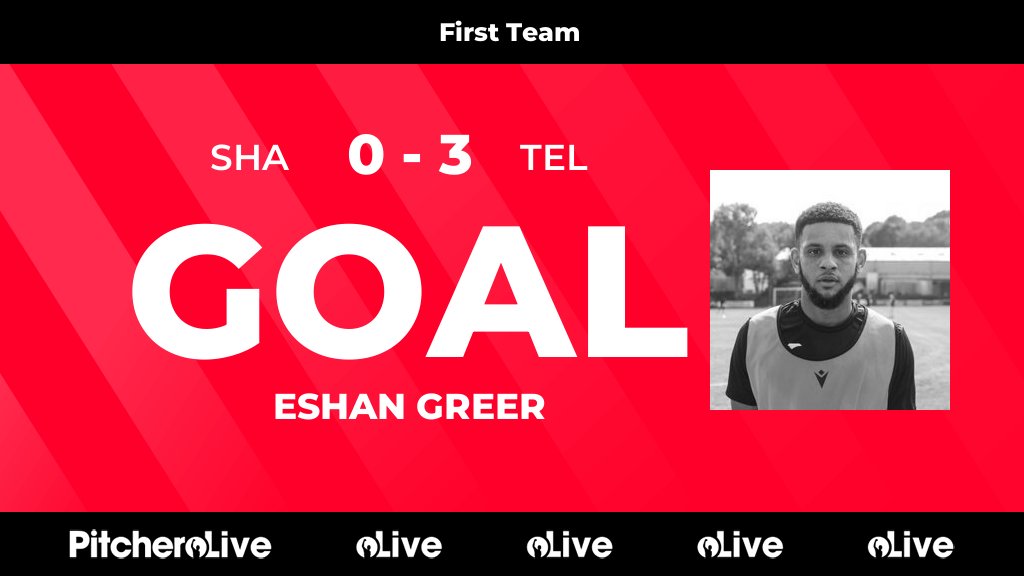 TelfordTownFC's tweet photo. Eshan doubles up to make it 3
71': Eshan Greer scores for Telford Town Football Club ๐
#SHATEL #Pitchero
https://t.co/NmTG1VXYqf https://t.co/8M7Nve12Rt