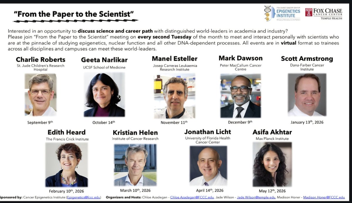 WhetstineLab's tweet photo. #FromthePapertotheScientist 2026 w/ @MAF_Dawson. A Treat for @CeiFccc @FoxChaseCancer trainees- learned about his amazing journey & science career as a physcian scientist doing amazing science. Super! #CancerEpigenetics a therapeutic opportunity. A geat visit!
Upcoming in 2026- https://t.co/iKWOmtDX7V