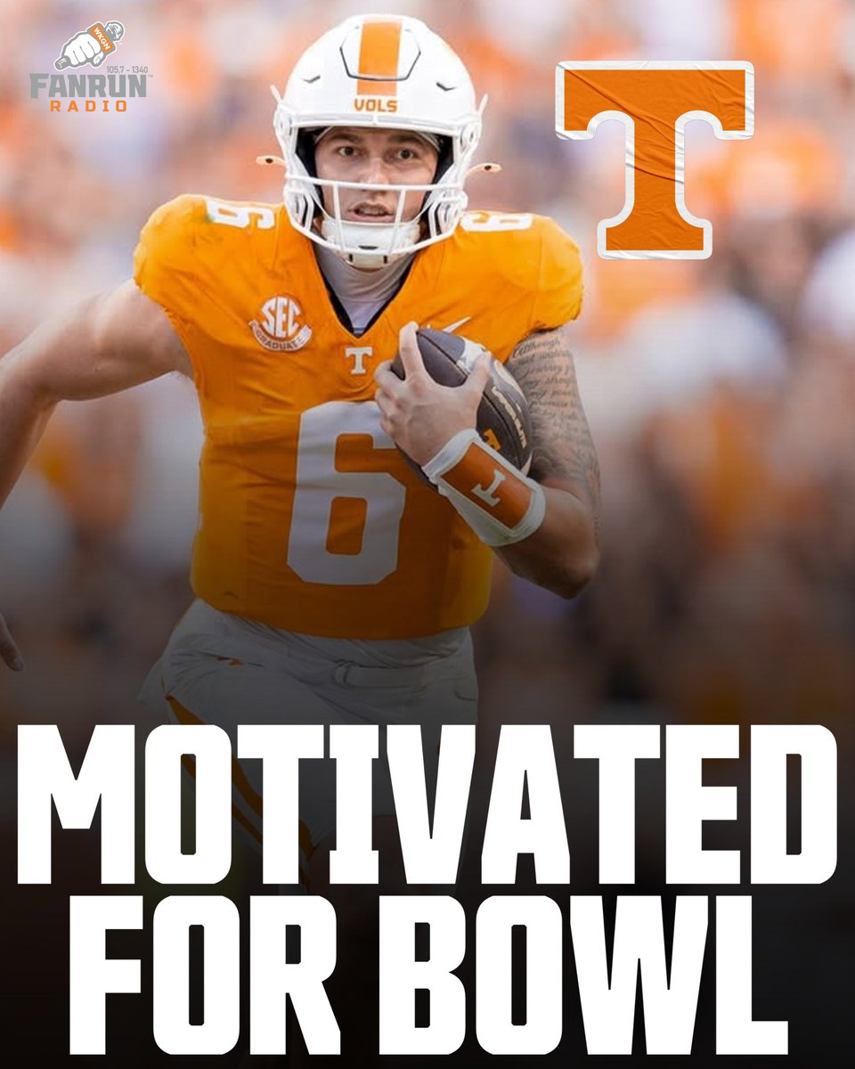 FOXSportsKnox's tweet photo. Tennessee Quarterback Joey Aguilar says that the Vols are motivated to play in the Music City Bowl:

“…what happened happened and we flushed it pretty quick after watching film and learning from our mistakes,” said Aguilar in reference to the Vanderbilt loss. “But we got one more game on our schedule and that’s a blessing.”

“Everybody’s super excited to go out there.”

#ForTheFans