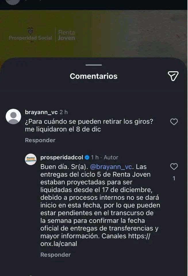 JuanCDaz8's tweet photo. @infopresidencia @petrogustavo Acaban de cambiarle las fecha de pago a los jóvenes un día antes, menos mal nos están "cumpliendo"..... https://t.co/9JxuiNCDza