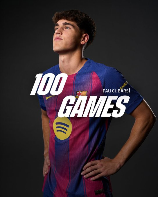 كوبارسي يحقق إنجازًا هائلًا بعمر 18 عامًا فقط! اللاعب الإسباني يخوض اليوم مباراته رقم 100 بقميص برشلونة. وسيبلغ من العمر 19 عامًا فقط في شهر يناير 