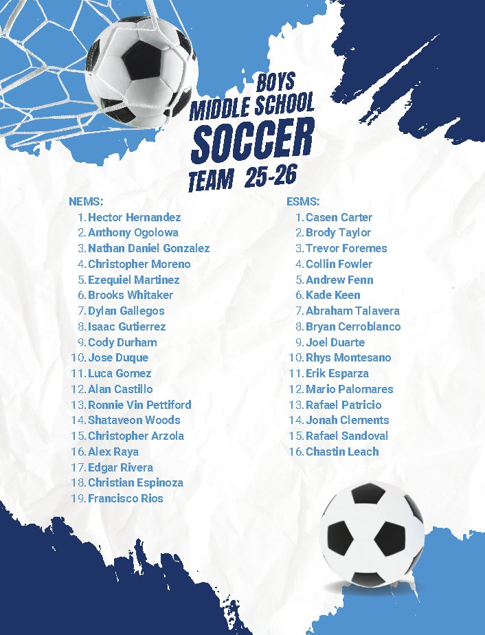 NEMiddle's tweet image. Congratulations to the 2025–2026 Middle School Boys Soccer Team! ⚽

We’re looking forward to an exciting season ahead and can’t wait to watch this group compete, grow, and represent Tift County with pride. Best of luck this season! 💙 #4theT