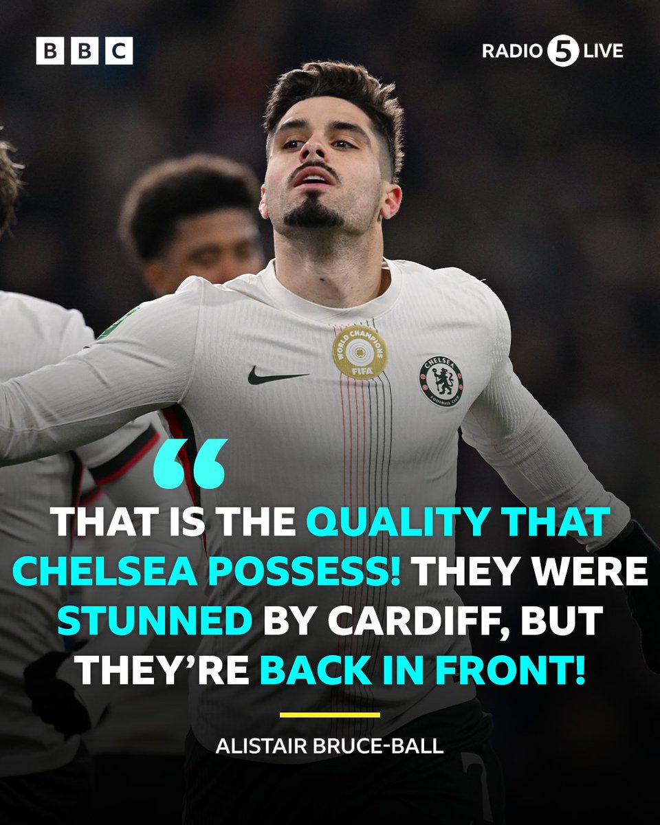 5liveSport's tweet image. Chelsea retake the lead within minutes! 🤯

Pedro Neto's strike deflects off Joel Bagan, and fizzes past Nathan Trott 🔵

📻 Listen live on @BBCSounds 
📲 bbc.co.uk/5live

#BBCFootball #CARCHE #CarabaoCup