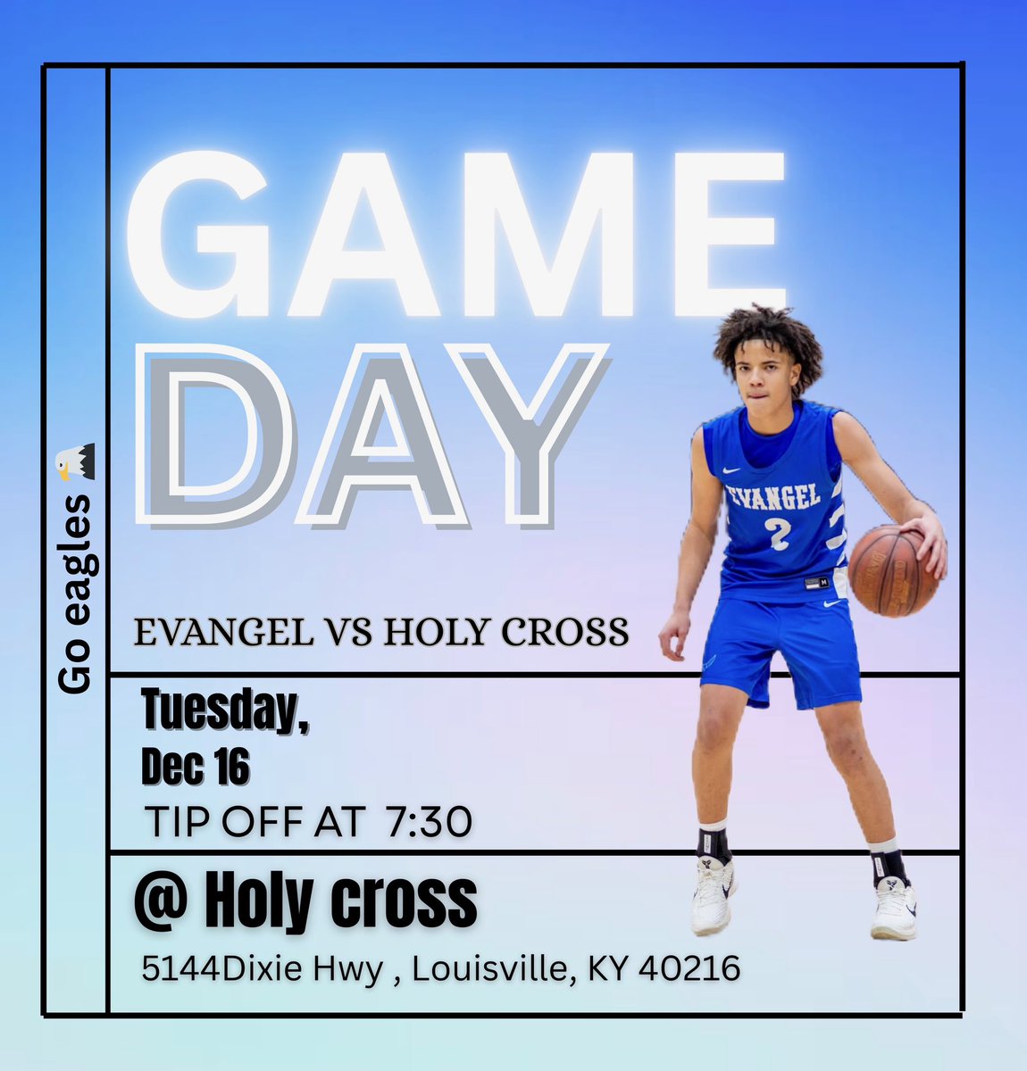 evangelkymbb's tweet photo. It’s GAME DAY. 
Evangel vs Holy Cross at Holy Cross. 
7:30 start time. https://t.co/4BlBnl6nXM