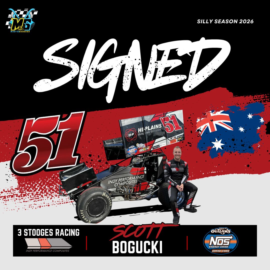 Big News 🚨 Scott Bogucki and 3 Stooges Racing are taking the no. 51 on the road with the World of Outlaws next season ‼️ The Australian joins Scotty Thiel and Ashton Torgerson as current outlaw rookie of the year contenders.