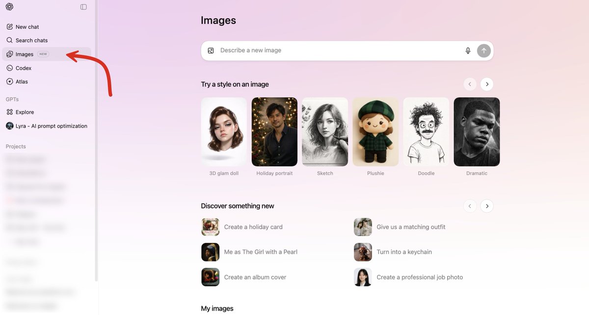 OpenAI just rolled out a revamped “images” section in ChatGPT, and it looks pretty rad 👀