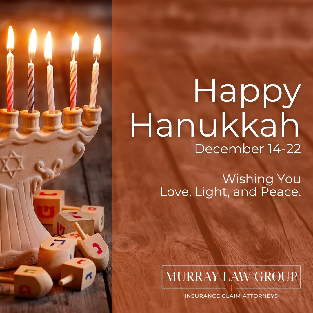 From all of us at Murray Law Group, warmest wishes for a bright and peaceful Hanukkah. May the menorah's lights bring comfort, joy, and meaningful time with family and friends.

#Hanukkah #FestivalOfLights #HappyHanukkah #Tampa #MurrayLawGroup #PeaceAndLight