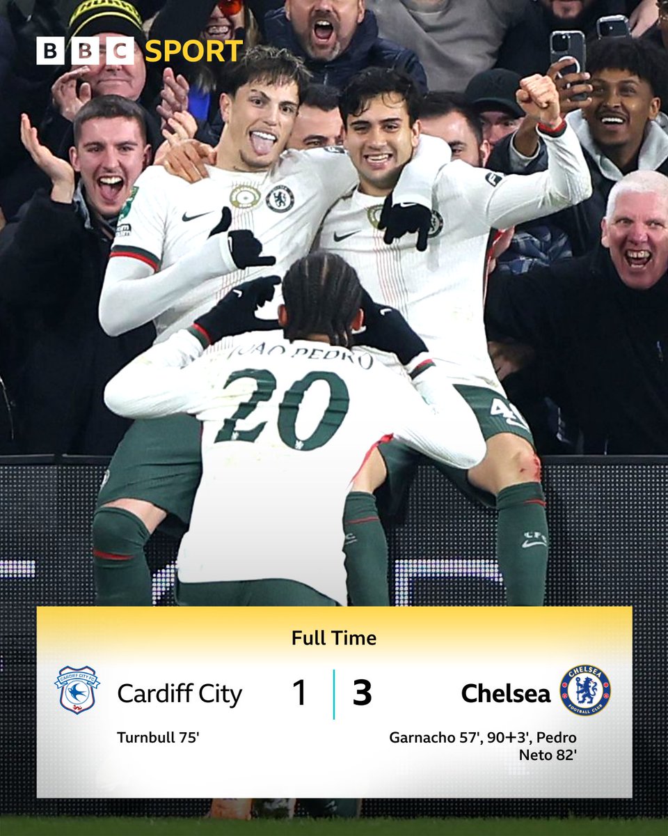 BBCMOTD's tweet image. 📸 Chelsea are into the EFL Cup semis!