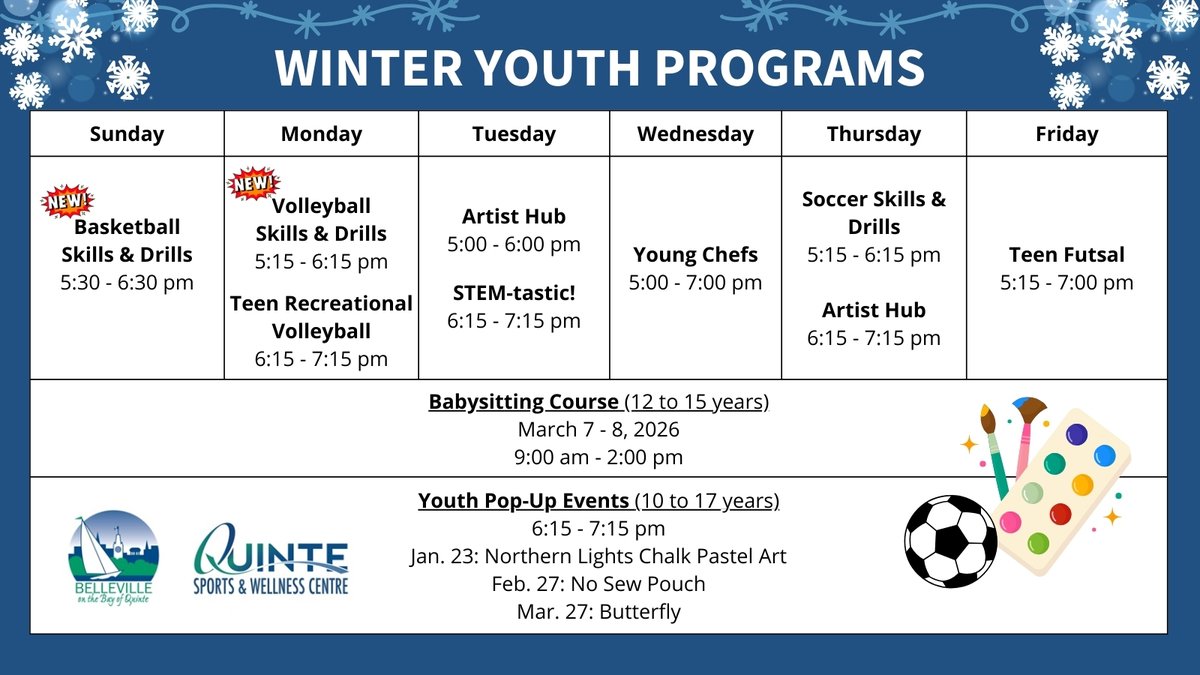 Youth Winter programs start in January! Registration is open. Call 613-966-4632 or visit QSWC.ca to learn more.