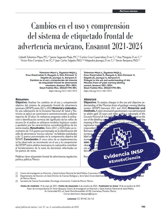 inspmx's tweet photo. #EstoEsCiencia Este estudio analiza los cambios en el uso y comprensión objetiva del sistema de etiquetado frontal de advertencia mexicano, entre 2021 y 2024.

Consulta: https://t.co/bbGt88bgDx

#Ensanut2024 https://t.co/zvOB43PGI1