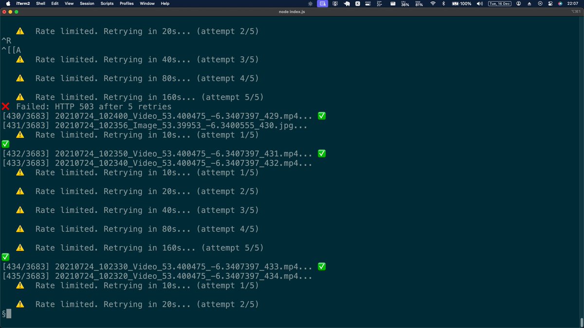 Repz_exe's tweet image. I wrote a JS script—with the help of AI—to download my Snapchat memories. I'm running into a lot of 503 request errors. Has anyone run into this problem and found a solution?