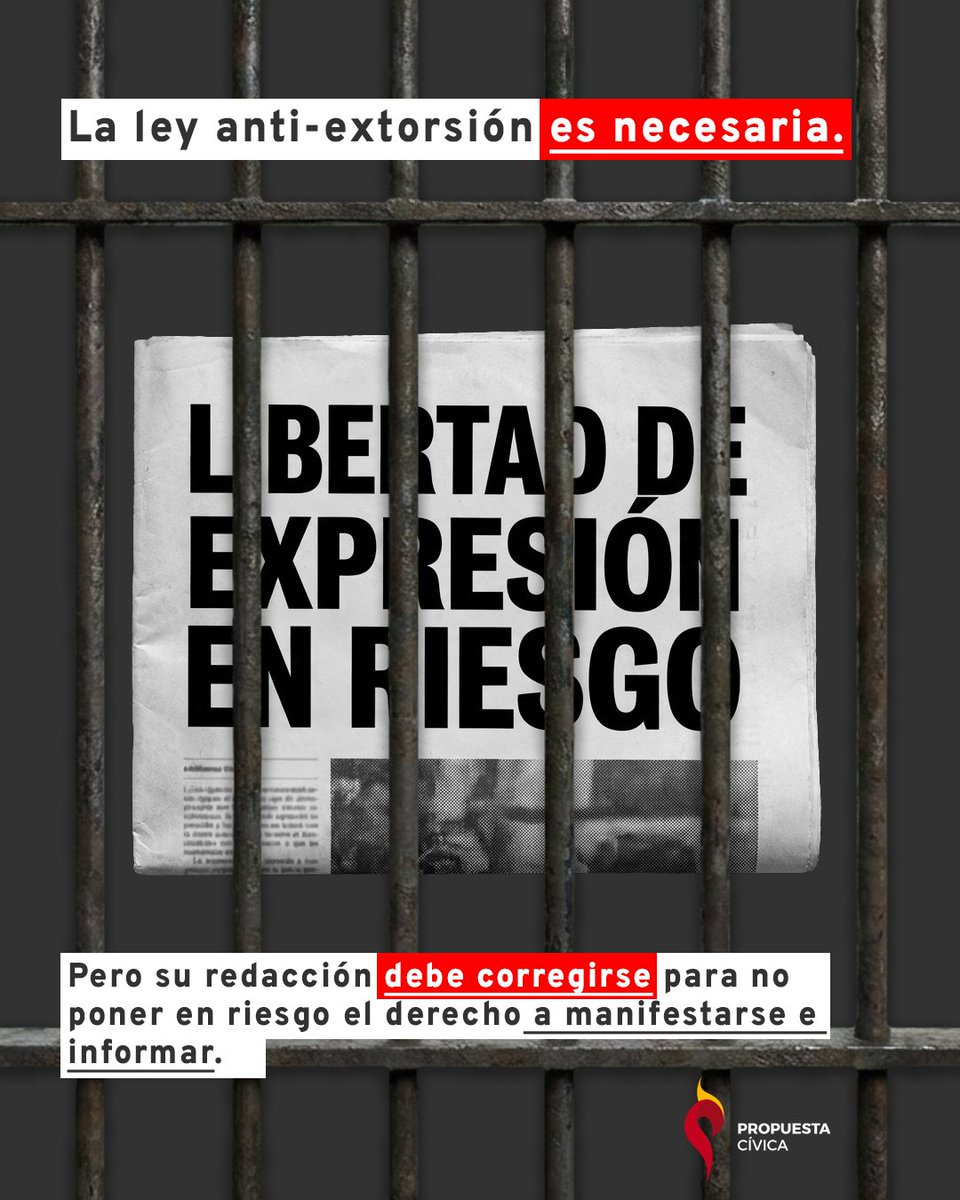 La ley anti-extorsión es necesaria. Pero su redacción debe corregirse para no poner en riesgo el derecho a manifestarse e informar.

Consulta la carta abierta que, con este motivo, hemos dirigido a las comisiones de derechos humanos del país.  -> bit.ly/44vkHLt