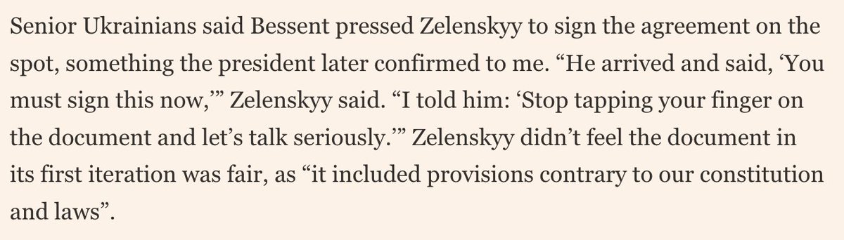 The way Susie Wiles reportedly described President Zelenskyy's and Scott Bessent's interaction in Kyiv back in February – which she suggests to be a big reason for the Oval Office blow up – is at least partly inaccurate. I know, because I was there. Bessent arrived in a rush and