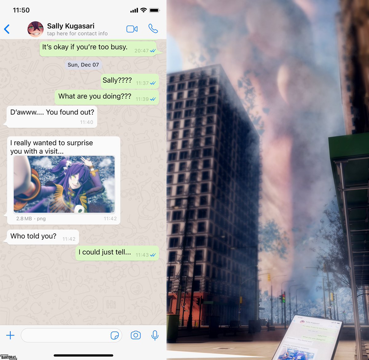 -Sally Surprise-

Looks like Sally Kugasari wanted to come by the big city for surprise visit, but she's not as sneaky as she thinks....

Another late bday gift, this time for <a href="/CommandThrower/">CommandThrower</a>