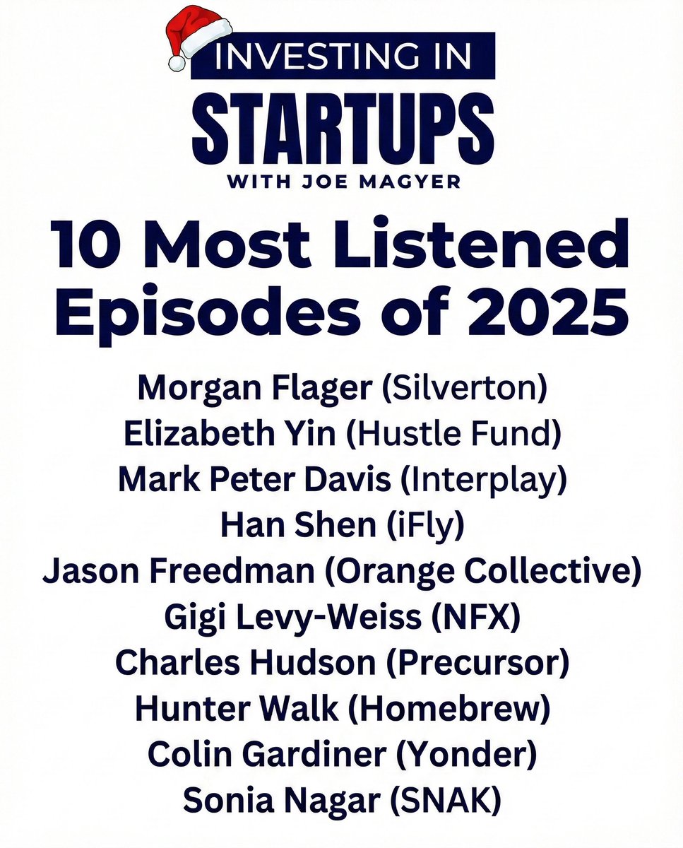 I love my job, which is running <a href="/SeaplaneVC/">Seaplane Ventures</a>. I have a pretty fun hobby, though, which is hosting <a href="/InvestNStartups/">Investing In Startups</a>. I get to quiz wicked smart early-stage investors about their strategies, stories, and more. 

The show has been going up-and-to-the-right throughout 2025 thanks to