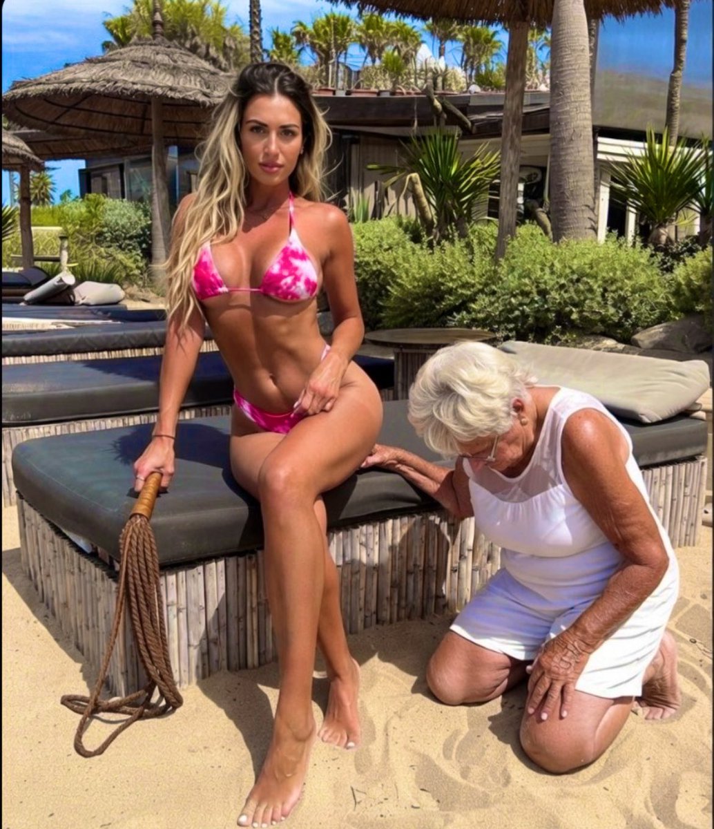 bratluciaa's tweet image. What would you do if you were walking on the beach and you saw that I had enslaved your grandmother? Kneeling beside me worshipping my feet and fetching me drinks, if she doesn’t move fast enough I whip her old bones and scream at her that snobby brats like me don’t tolerate…