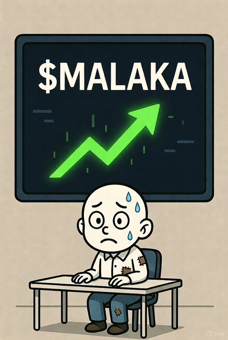 MalakaToken's tweet photo. Me to the $MALAKA chart: "I'm not asking you to make me rich. I'm just asking you to make my bank account less embarrassing." Small steps first, right? 
Describe your current portfolio situation in one single emoji! $MALAKA: The only thing that can fix a 📉 https://t.co/6ZlgkeQbmM