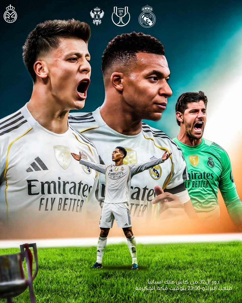 AbbasMadridst's tweet image. 🚨 يوم المباراة 

ريال مدريد 🆚 تالافيرا 
🏆 كأس ملك إسبانيا.
⚽️ دور الـ32.
🏟️ برادو.
⏰ 23:00 عصرًا بتوقيت مكة المكرمة
🖥 MBC مصر.
🎙️ أحمد النفيسة.