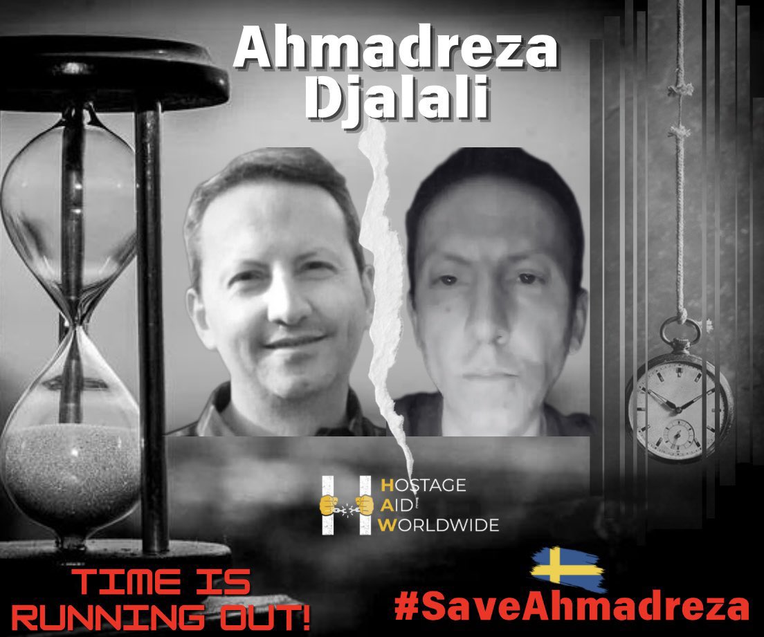 Stephen_Quentin's tweet photo. Day 3,522 of injustice for Ahmadreza Djalali and his family. He remains on death row after more than 9 years of cruel, wrongful detention. "Every moment of hesitation puts his life at risk." #BringDjalaliHome @SwedishPM @MariaStenergard @Bart_DeWever @kajakallas @AmnestySverige https://t.co/iWGkrinGLg