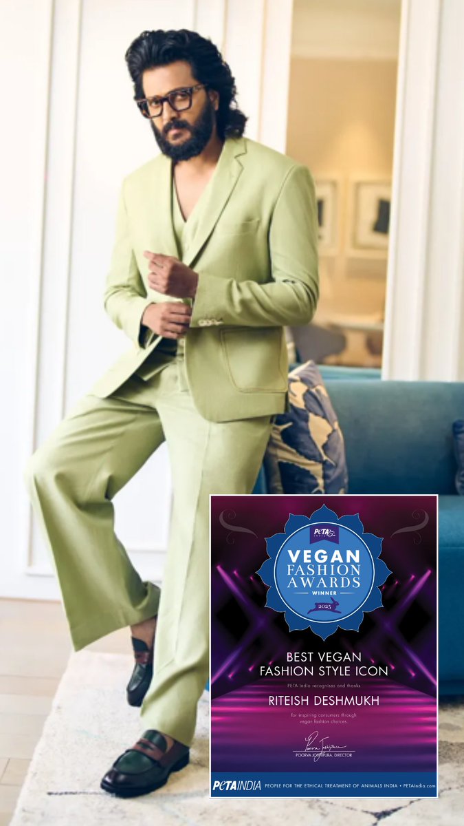 #HappyBirthday to a true hero for animals, <a href="/Riteishd/">Riteish Deshmukh</a>! 🌱 
From leading the plant-based revolution with <a href="/Imagine_foods/">Imagine!</a> to being PETA India’s Best Vegan Fashion Style Icon of 2025, you prove compassion never goes out of style. Thank you for everything you do to save animals.