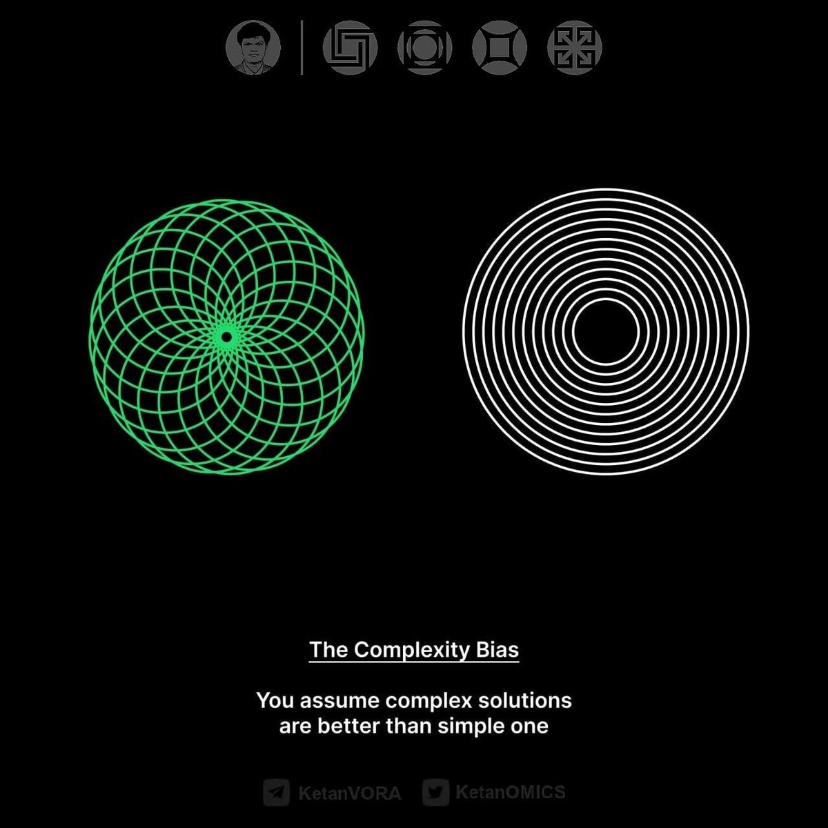 The Complexity Bias
हम मानते हैं कि जटिल समाधान बेहतर होते हैं।
पर असल में, सादगी ही ताकत है।

✅ सरलता = स्पष्टता
✅ स्पष्टता = असर

हर बार सोचो:
क्या ये हल सादा होकर भी काम कर सकता है?

#ComplexityBias #ThinkClearly #MentalModels