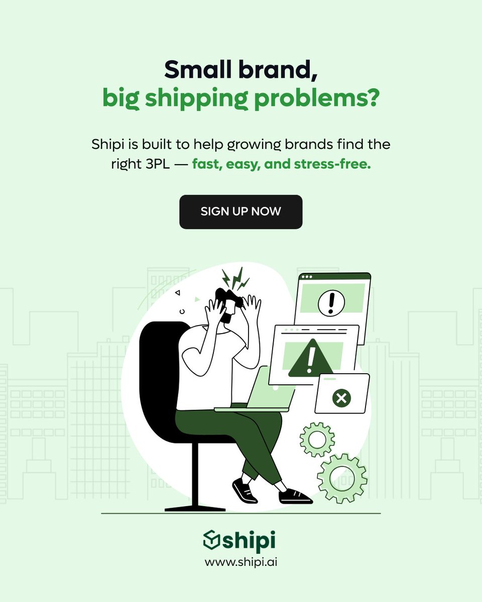 teamshipi's tweet image. Small brand but big shipping problems? Shipi is built for you. #StartupLife #EcommerceProblems #Shipi #3PLMatchmaking