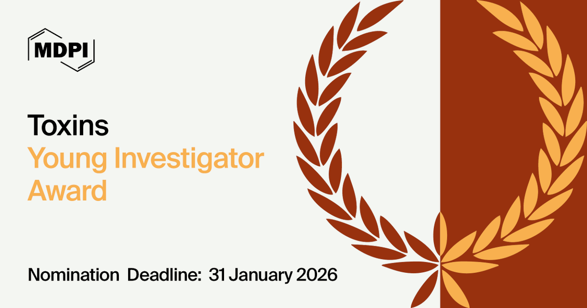 Toxins_MDPI's tweet image. Great news! 📢 The application deadline for the Toxins Young Investigator Award has been extended by one month! 🏆 If you're an early-career researcher in toxins research, this is your chance to gain recognition. Don't miss out!  #Toxins

🔗 Apply now: mdpi.com/journal/toxins…