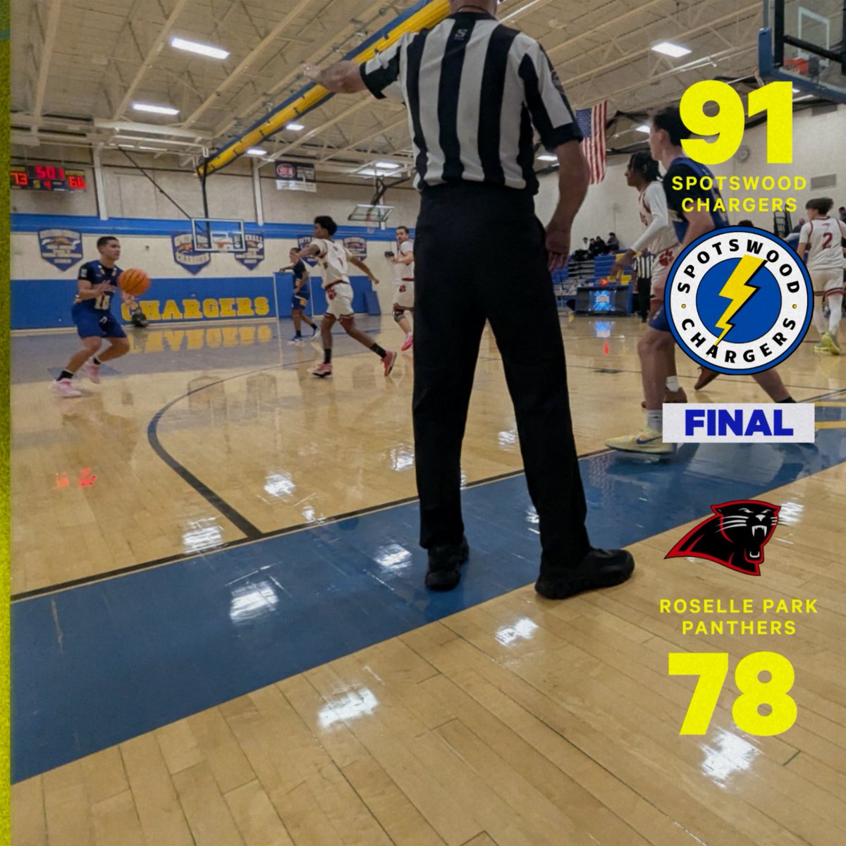 SpotswoodAthle1's tweet image. The Chargers opened the 2025–26 season strongly with a victory over Roselle Park, showcasing balanced scoring and efficient shooting across the lineup.
Mike Ferrer- 24 Pts
Se'Mir Tolbert Brimage- 23 Pts
Tyler VanLeeuwen- 21 Pts
Jack Abrams- 11 Pts
Jovany Ibrahim- 10 Pts