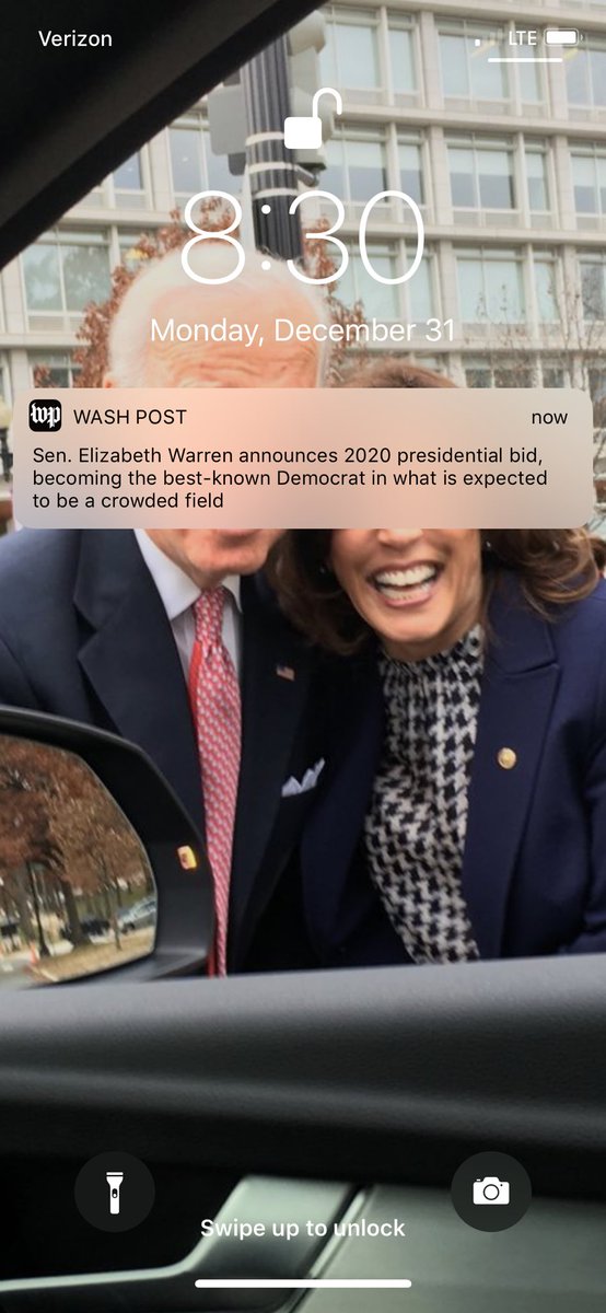 Dec 31st, 2018. 
Lizzy is the first to announce she’s running for POTUS. 
Peep my background.