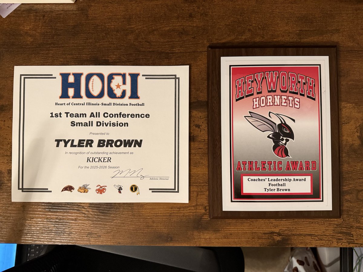 TylerB_103's tweet photo. Just had my 2025 football banquet after a great year with the best crew. I was nominated 1st team unanimous all conference for kicking and was awarded the coaches leadership award! My season highlights are linked below. 

@ScottGodfrey32 
@Hornets_FB 

https://t.co/FCsASfiLom https://t.co/LIuTY4Az7E