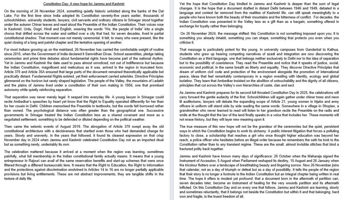 Safiyam49937636's tweet image. For the first time, Constitution Day in Jammu &amp;amp; Kashmir felt truly owned, not imposed. 🇮🇳
A shift from distance to belonging—where the Constitution speaks in local voices, protects daily lives, and opens new possibilities for a shared future.#ConstitutionDay #JammuAndKashmir #