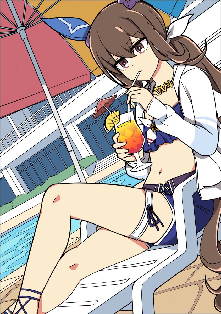 アドマイヤベガ(ウマ娘) 「アドマイヤベガ「私より早いウマ娘はいるのかしら?」」|わひこのイラスト