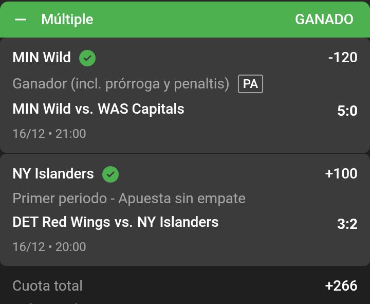 BetIcebreaker's tweet photo. #NHL HUBOOO Verdazo ✅💰

🚨 #LaJugadaDePoder 🚨

🏒 NY Islanders ML +100 ✅ (1er Periodo) (@ElShowDelaNHL) Jorge
🏒 Minnesota Wild ML -120 ✅ (@BetIcebreaker) 

➡️ Buena cuota +266 💰💰

Gracias por el apoyo, mi gente. Vamos por más 💪🏻 https://t.co/DOpaZtaVyY