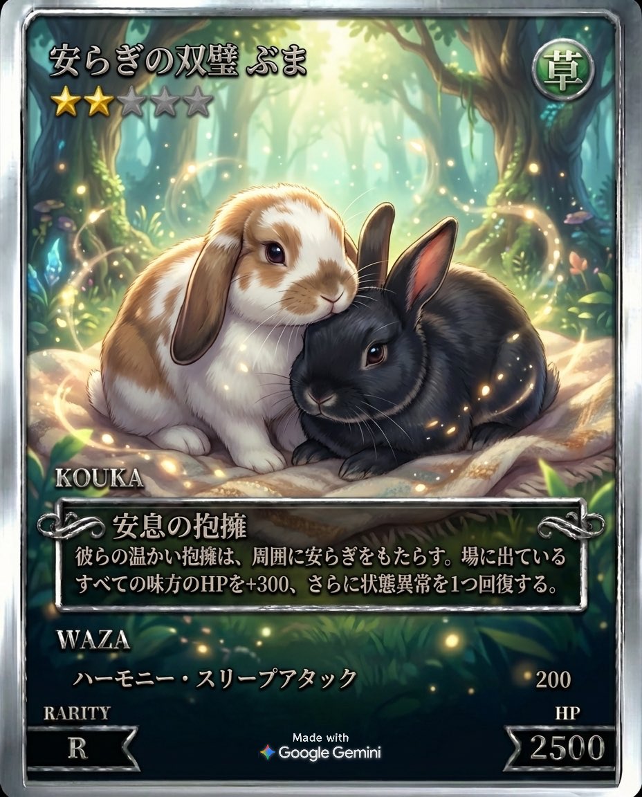 buboo515's tweet photo. 噂のペットカードジェネレーター。
うちの素晴らしき双璧🐰🐰 https://t.co/2nkOMwH9dW
