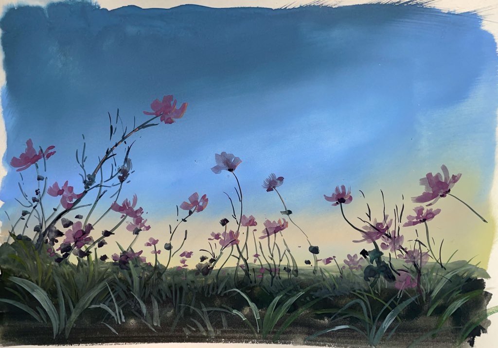 水彩画 水彩画(漁港)№156【BGS 10 ブラックラベル】ヴァイス青春ブタ野郎SR