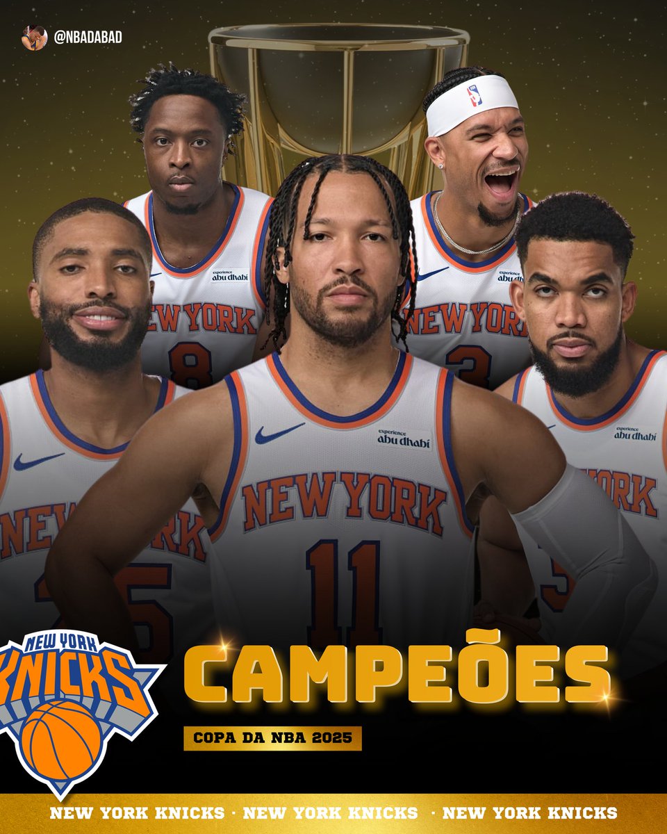 NBAdabad's tweet image. 🚨 APÓS 52 ANOS...

O KNICKS FINALMENTE VOLTA A LEVANTAR UMA TAÇA!

NEW YORK KNICKS, CAMPEÃO DA COPA DA NBA!

UM TÍTULO INÉDITO PRA GALERIA DE UM DOS TIMES MAIS HISTÓRICOS DO BASQUETE.

🏆