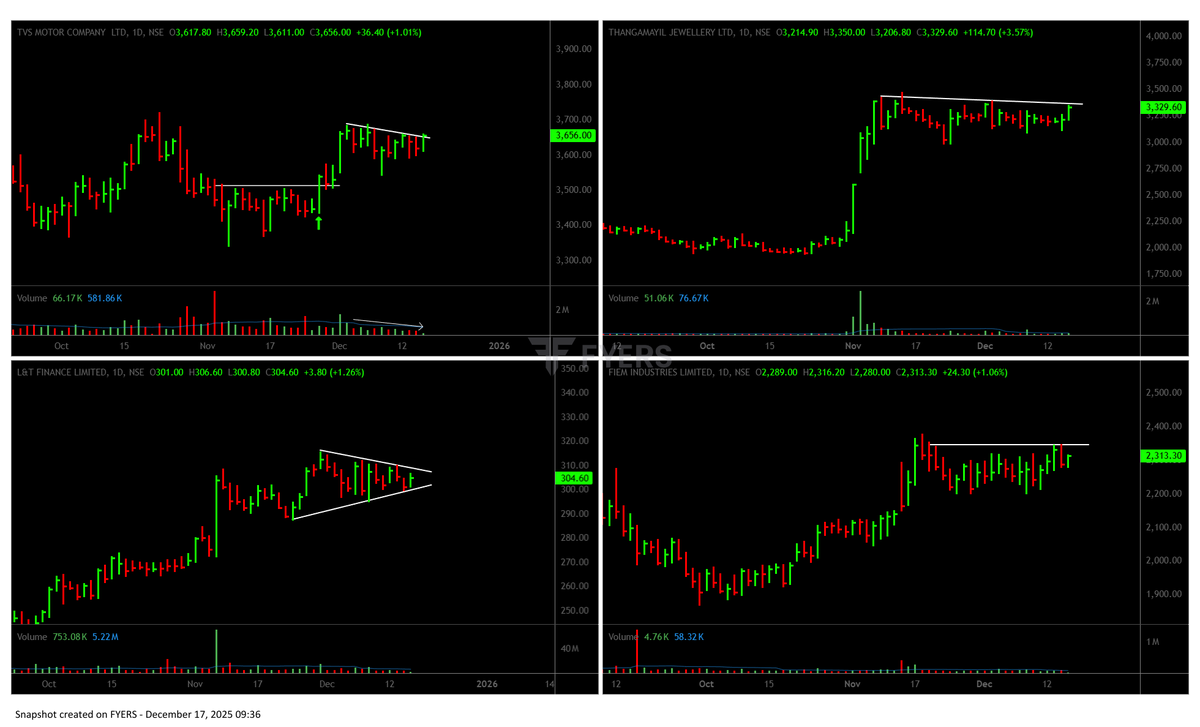 tradinghustlr's tweet image. These 4 are looking very prominent to me.

→ TVS Motors
→ Thangamayil
→ LTF
→ FIEM

#StocksInFocus | #BreakoutStock | #SwingTrading