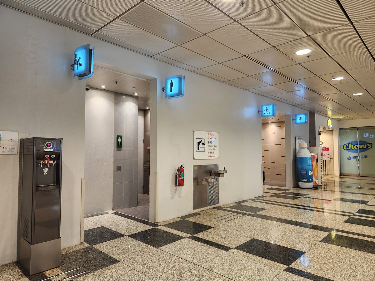 mikan_bako's tweet photo. シンガポール チャンギ国際空港、到着口トイレマーク。青白く光ってた✨。またもや一瞬、男性女性迷ったのは内緒。2024年6月。
#トイレ #シンガポール #トイレサイン https://t.co/qcjwGJZijl