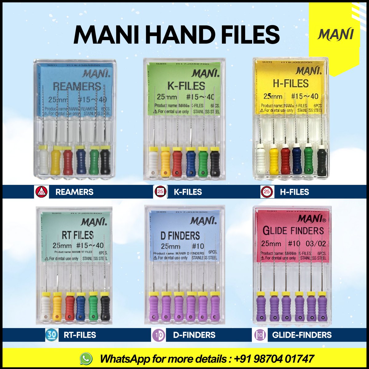 ManiMedicalInd's tweet photo. Here's a lineup of MANI Hand files
#manifiles #handfiles #endodonticinstruments #endodontics #dentalinstruments #dentistrylife #dentalworld #manimedicalindia https://t.co/EY4RL3PWsi