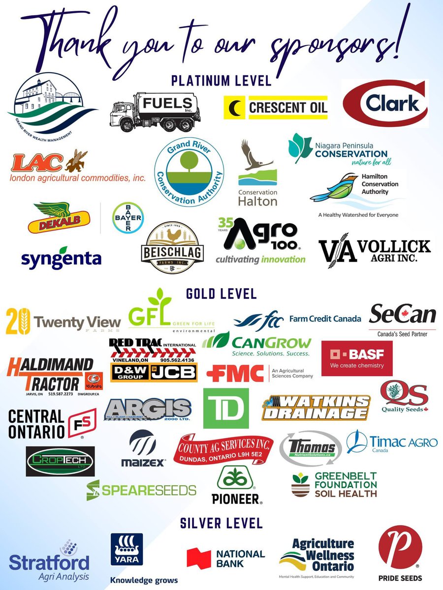 HUGE thank you to all of our sponsors at the Winter Ag Summit yesterday! Without you, such an event wouldn’t be possible 🙏 #ontag <a href="/OntarioSoilCrop/">Ontario Soil & Crop</a> <a href="/GHSCIA/">GoldenHorseshoe SCIA</a> <a href="/VitucciFarms/">Bill & Cathy Vitucci</a>