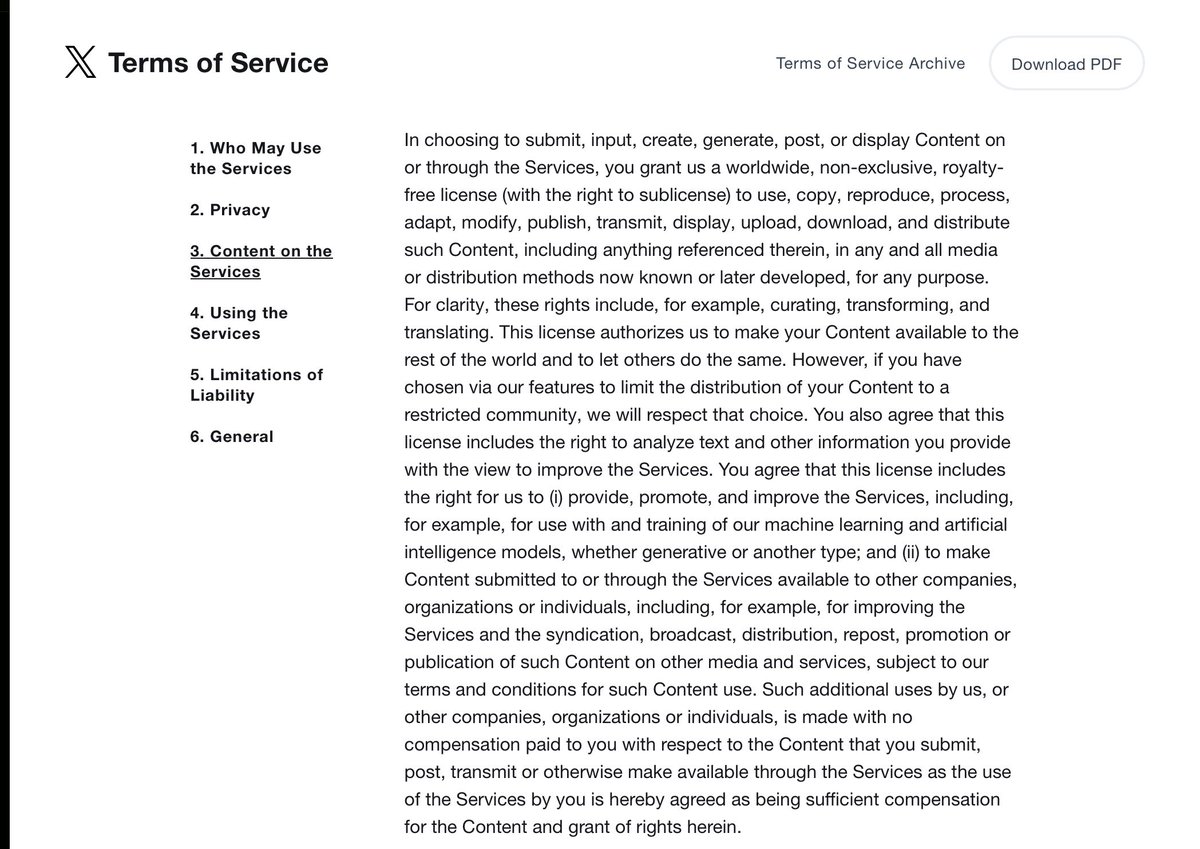 walkingrutabaga's tweet image. Fun fact for artists: by accepting new twitter TOS you are giving it rights to use your content for ai training (and whatever they fucking want to actually). Now “edit” of your work with grok is fully legal.

Amazing.

I will never post anything here.