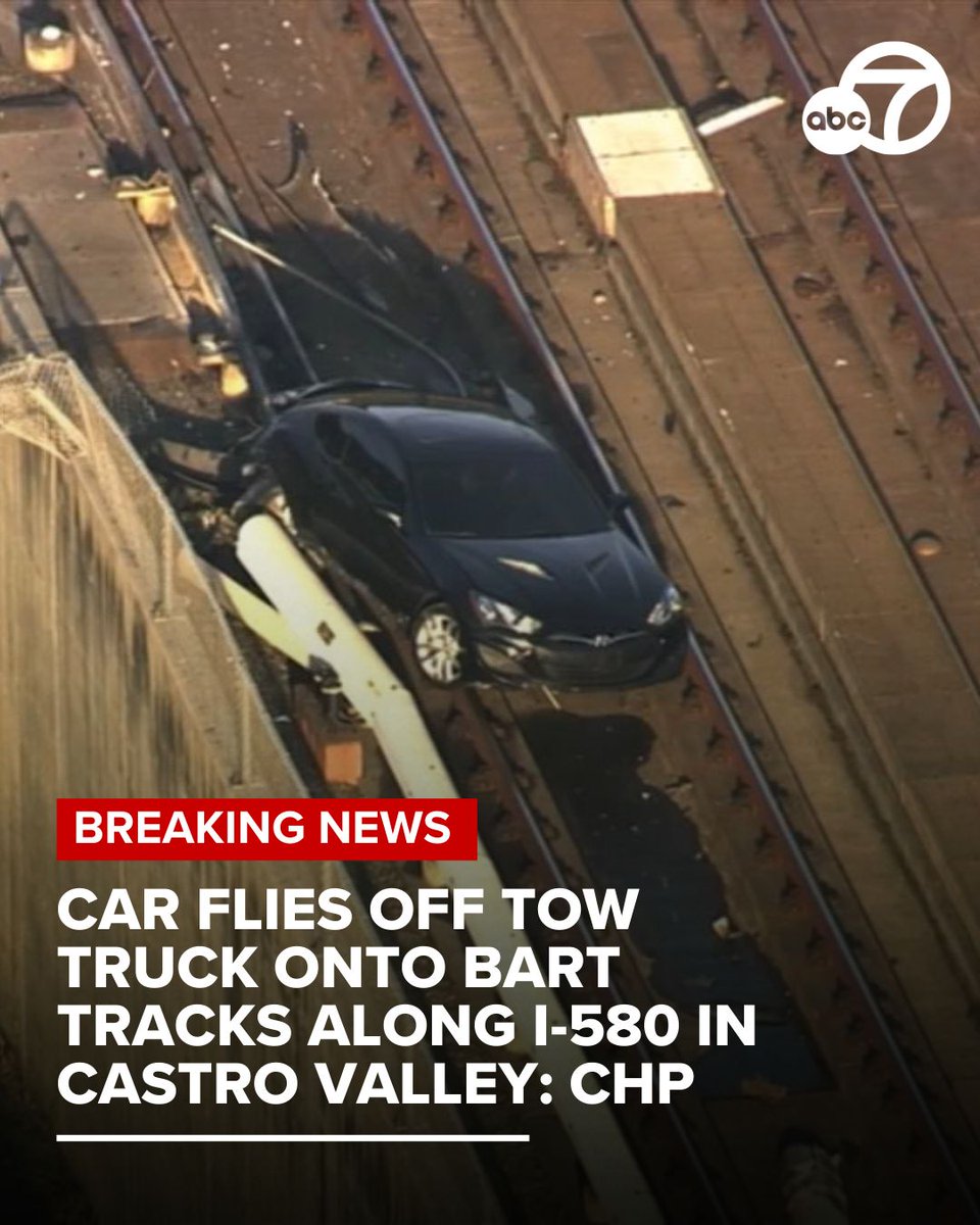 An unoccupied car flew off a tow truck and onto the BART tracks alongside the freeway in Castro Valley Tuesday afternoon, the CHP says.

BART service has stopped between Castro Valley and West Dublin/Pleasanton due to the obstruction.
