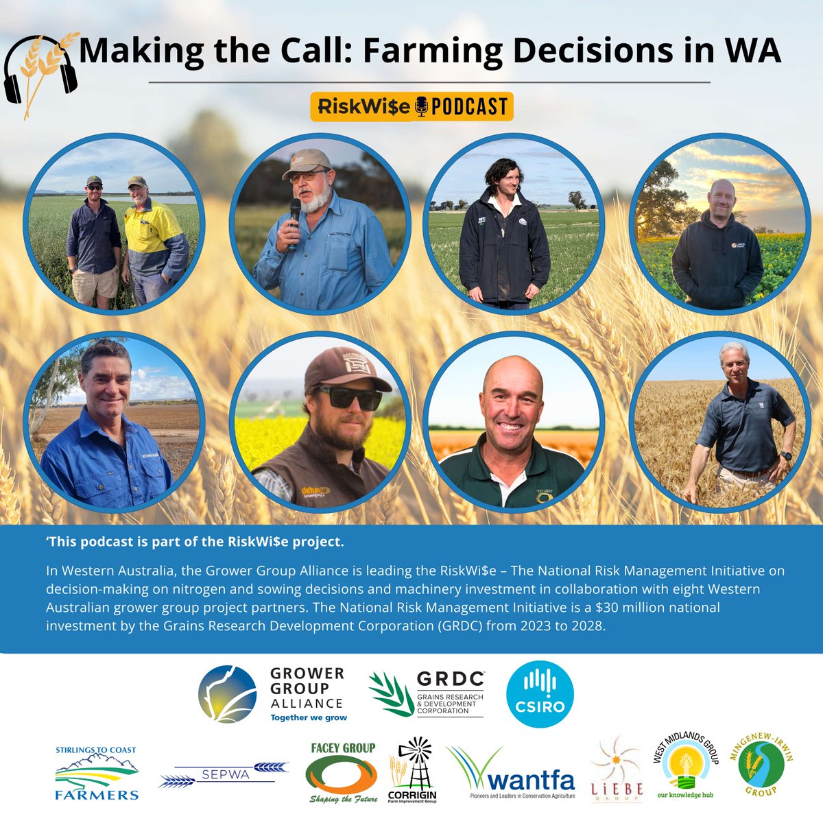 Over the past eight weeks, growers from groups across Western Australia involved in the Riskwi$e project, have shared how they’ve been "Making the Call" around Nitrogen usage, in a new podcast mini series called Making the Call: Farming Decisions in Western Australia.

From