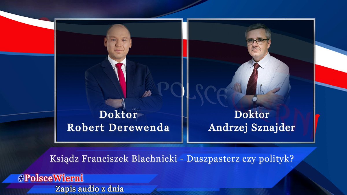 Dzień dobry Państwu.
Dziś o 20:00 na pokoju #PolsceWierni naszymi i Państwa gośćmi będą Pan Doktor Robert Derewenda <a href="/RobertDerewenda/">Robert Derewenda</a> Dyrektor oddziału IPN w Lublinie
i Pan Doktor Andrzej Sznajder <a href="/SznajderAndrzej/">Andrzej Sznajder</a> Dyrektor oddziału IPN w Katowicach.
Temat spotkania: Ksiądz