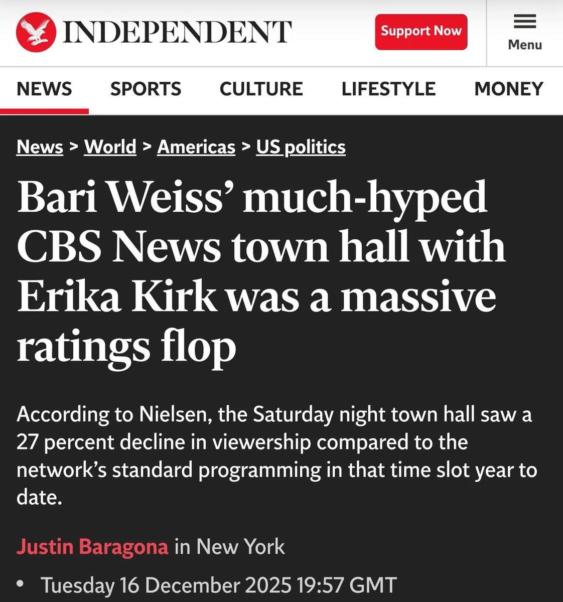 😕 tough night for Bari Weiss and CBS News(max)