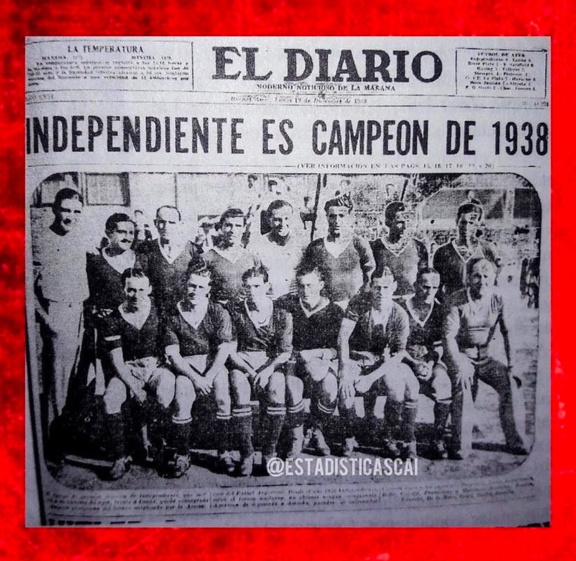 #UnDiaComoHoy | 18/12/1938 #Independiente se consagraba Campeón luego de derrotar a #Lanus 8-2 en Avellaneda. Los Rojos conseguían su primer título profesional

🇦🇹Bello; Lecea, Coletta; Franzolini, Leguizamón, C. Martínez; Vilariño, De la Mata, Erico, Sastre, Zorrilla