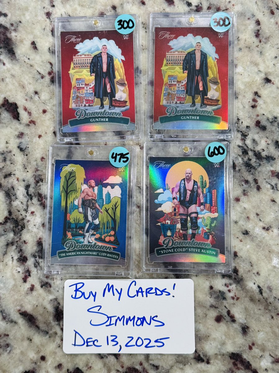 GUNTHER $250 ea. 
RHODES $400
STONE COLD $500